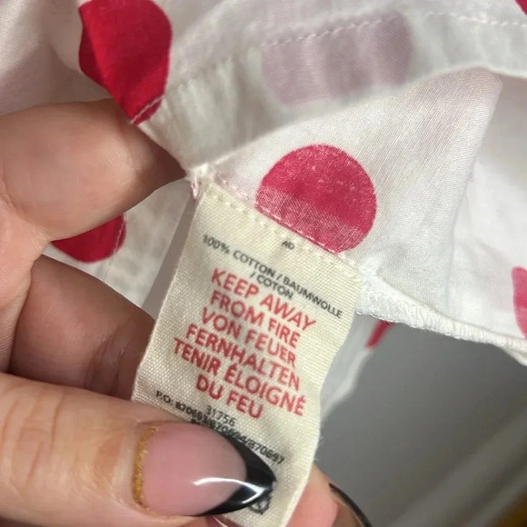 MINI BODEN Polka Dot Print Valentines Popover Smocked Sleeve Blouse Size 7 - Picture 8 of 9